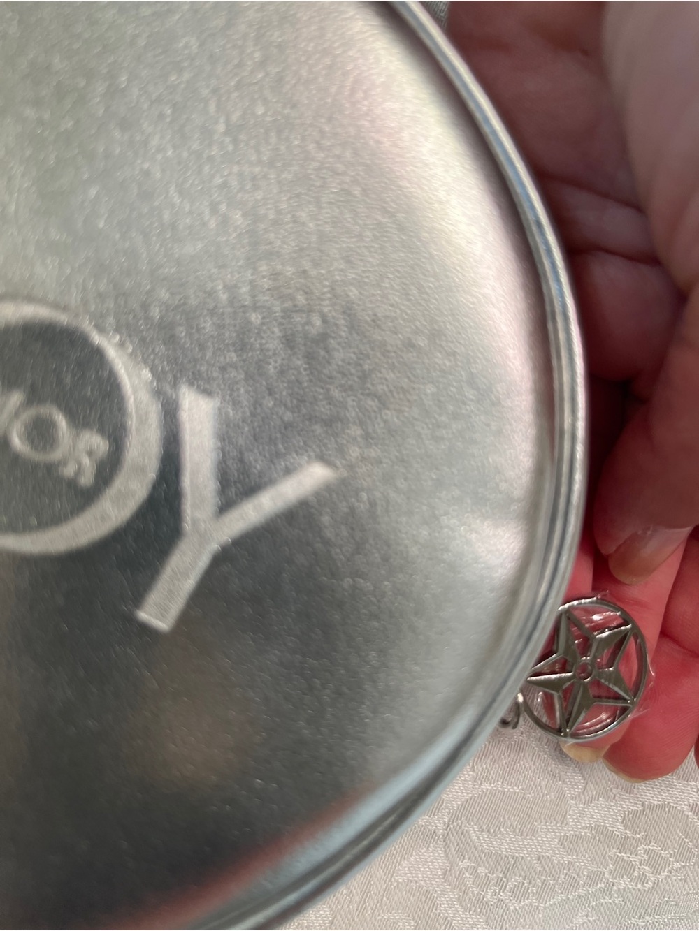 Dior Joy Silver Round Cosmetic Pouch with Star Charm and Box - Picture 4 of 7